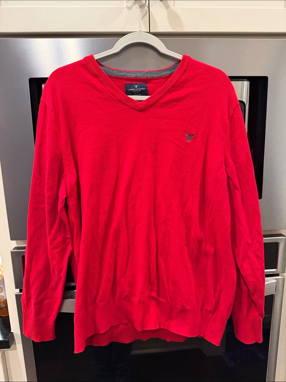 American Eagle Outfitters Bright Red V-Neck Sweater